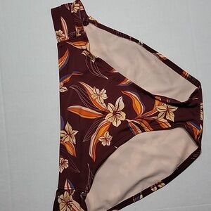 KONA SOL Swim Bottoms, Size XL, Maroon/Orange/Blue Orchid